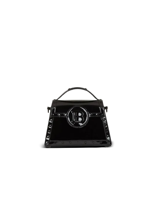 Balmain Sac B Buzz Dynasty en cuir verni noir