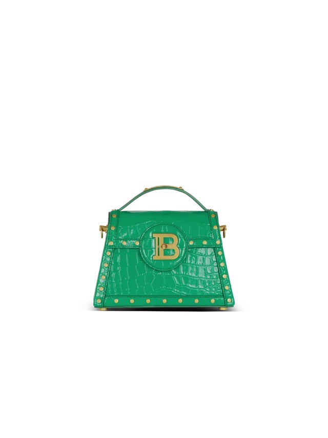 Balmain Sac B Buzz Dynasty en cuir verni vert