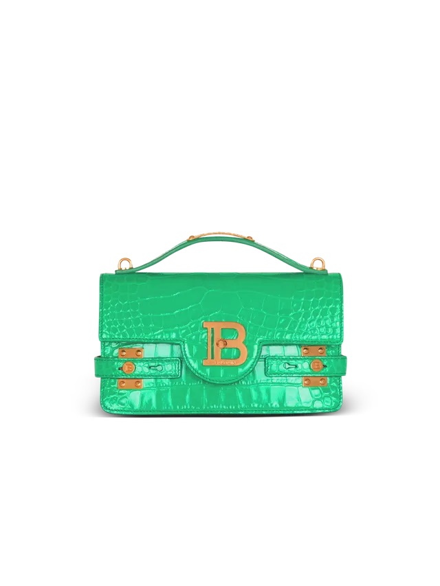 Balmain Sac B Buzz Shoulder 24 en cuir effet crocodile