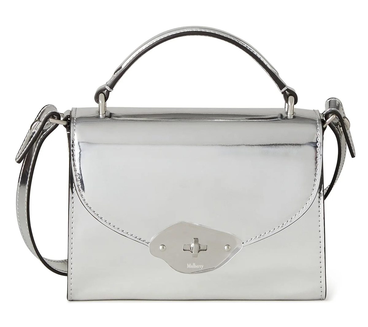 Mulberry Small Lana Top Handle Crossbody sac argente