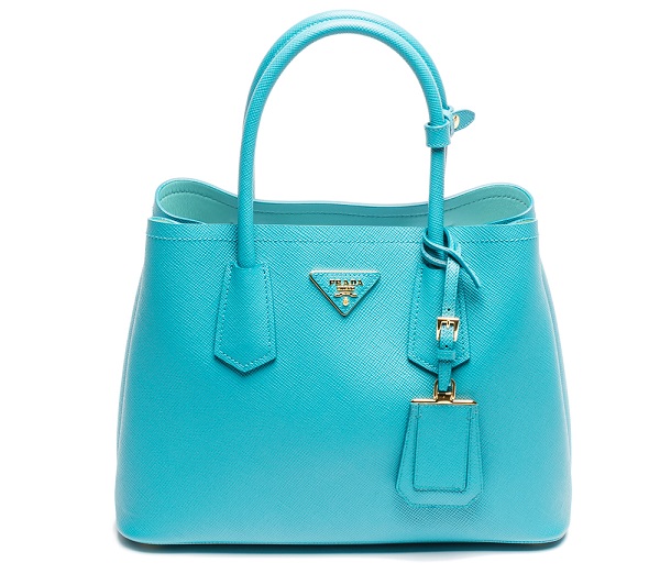 Prada Double Saffiano Cuir Turchese et Acquamarina