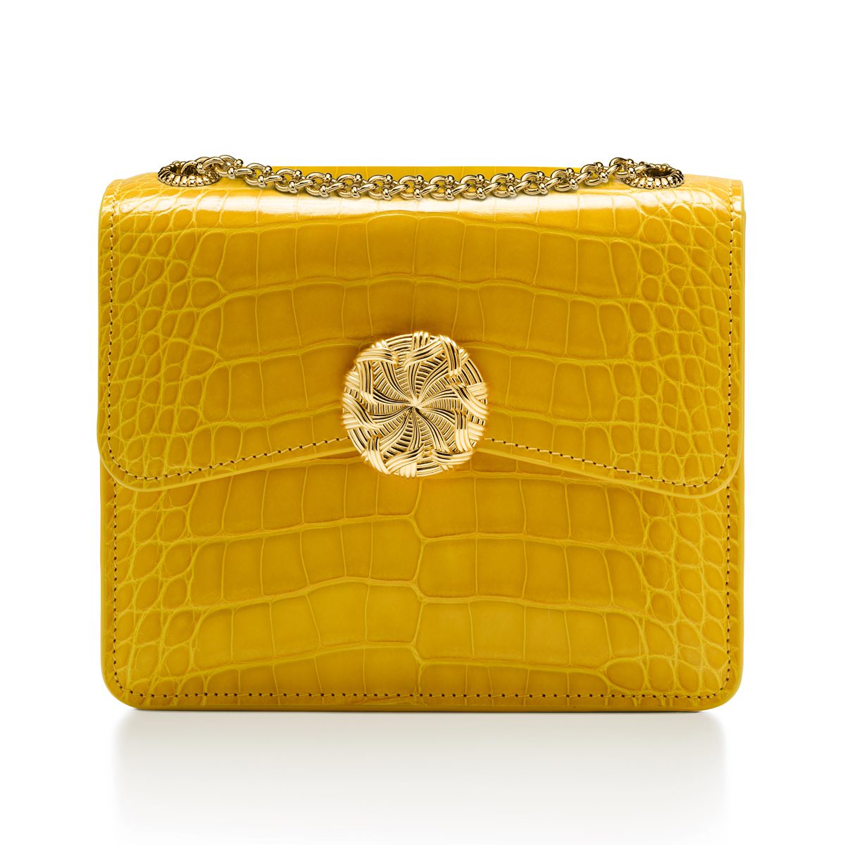 Sac Tiffany Ribbons cuir alligator jaune