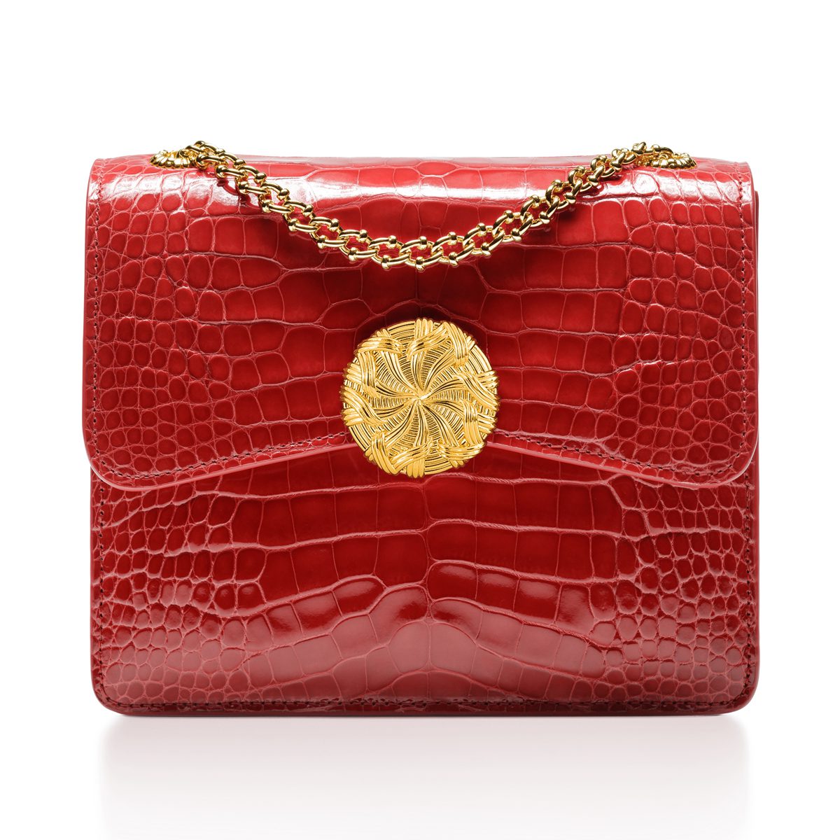 Sac Tiffany Ribbons cuir alligator rouge