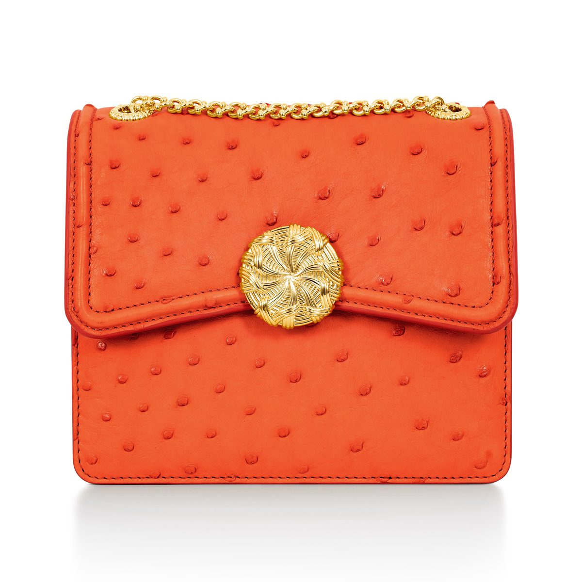 Sac Tiffany Ribbons cuir autruche orange