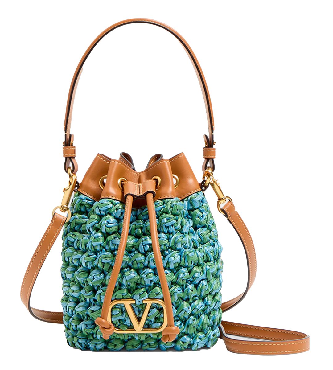 Valentino Garavani VLOGO Signature Mini Drawstring Crochet Bucket Bag