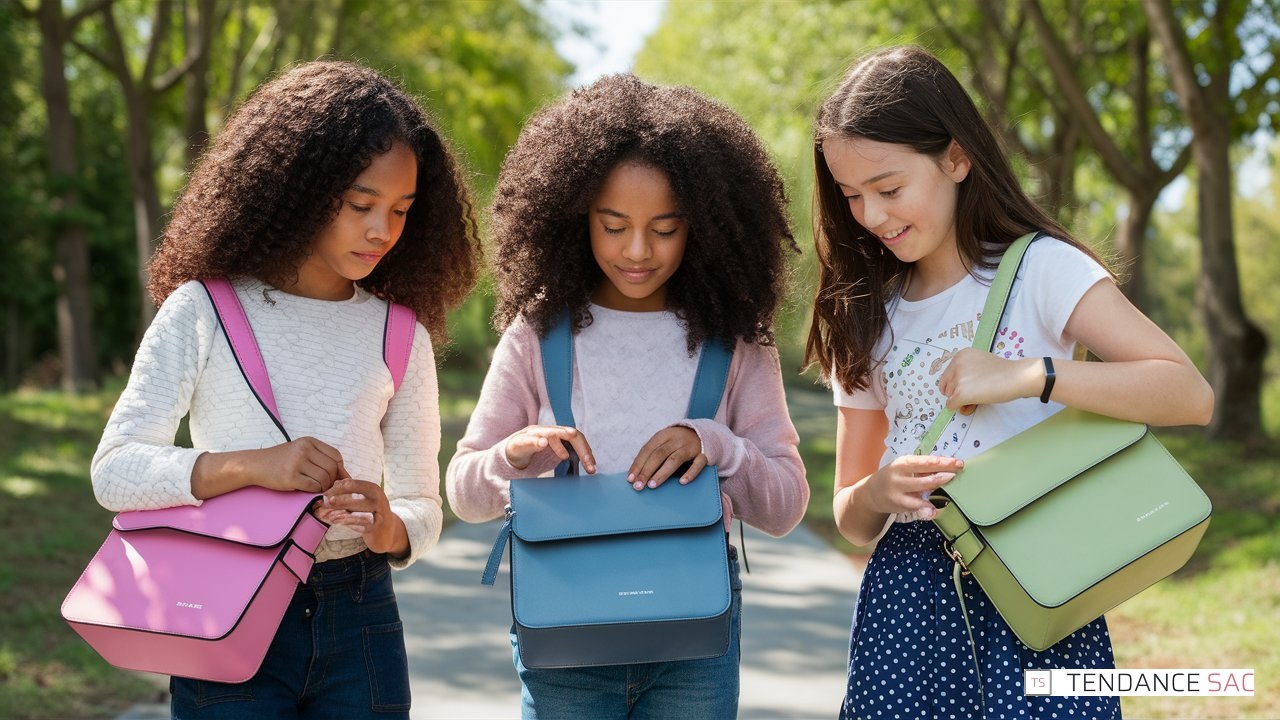 filles qui choisissent la couleur de son sac a main