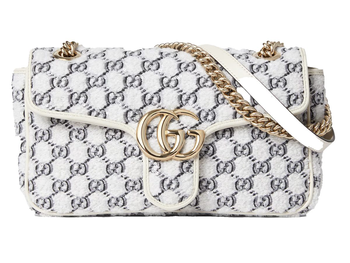 Gucci GG Marmont petit sac épaule en tweed blanc