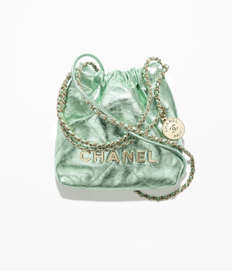 sac Chanel métalisé 22 vert