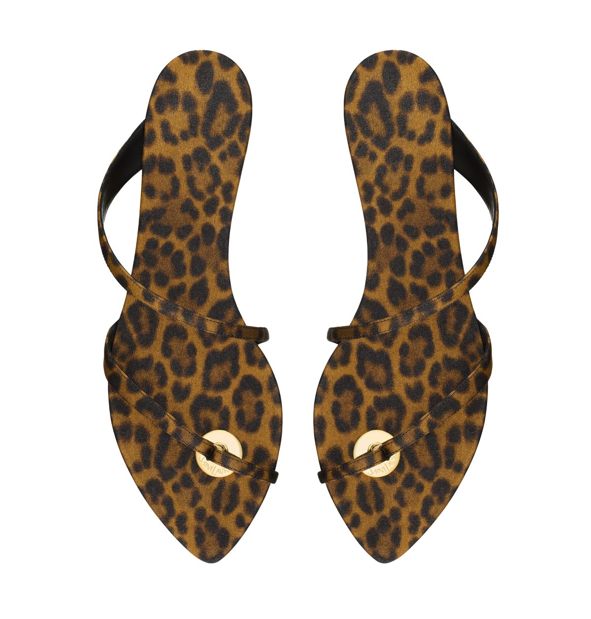 saint laurent TANGER slides in leopard grosgrain